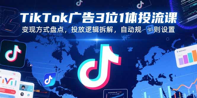 （15460期）TikTok广告3位1体投流课，变现方式盘点，投放逻辑拆解，自动规则设置-极速网创
