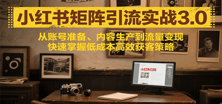 小红书矩阵引流3.0，从账号准备、内容生产到流量变现，快速掌握低成本高效获客策略-极速网创