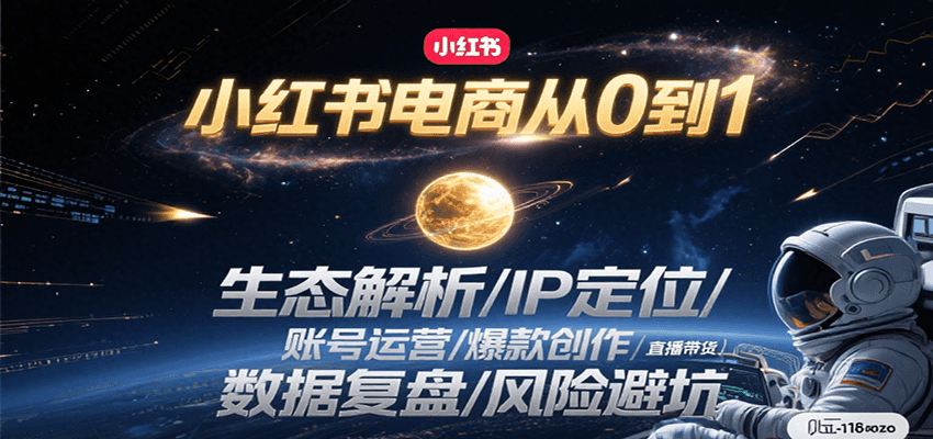小红书电商从0到1：生态解析/IP定位/ 账号运营/爆款创作/直播带货/数据复盘/风险避坑-极速网创