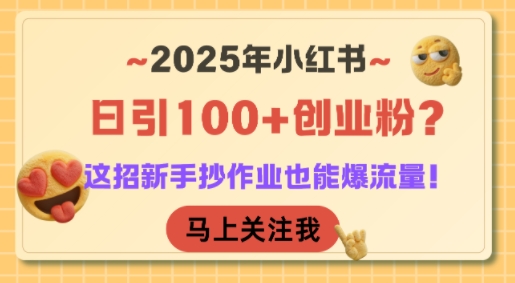 2025年小红书日引100+创业粉？这招新手抄作业也能爆流量！-极速网创