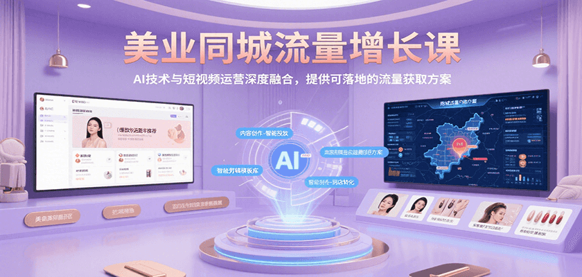 美业同城流量增长课，AI技术与短视频运营深度融合，提供可落地的流量获取方案-极速网创