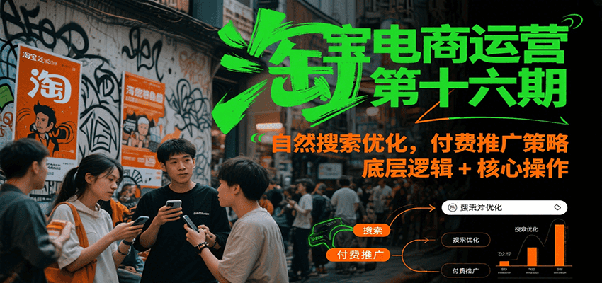 淘宝电商运营第十六期，自然搜索优化，付费推广策略，底层逻辑+核心操作-极速网创
