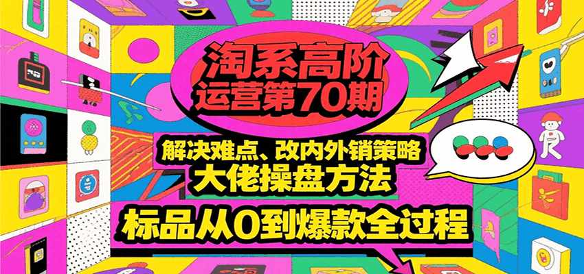 淘系高阶运营第70期，解决难点、改内外销策略，大佬操盘方法，标品从0到爆款全过程-极速网创