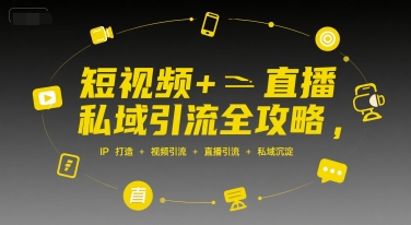 短视频+直播私域引流全攻略，IP打造 +视频引流 +直播引流 +私域沉淀-极速网创