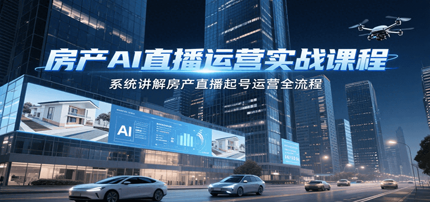 房产AI直播运营实战课程，系统讲解房产直播起号运营全流程-极速网创