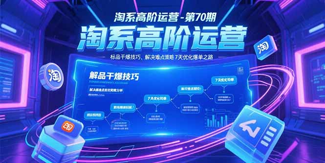 （15307期）淘系高阶运营-第70期，标品干爆技巧，解决难点策略，大佬操盘方法-极速网创