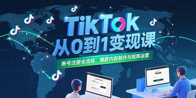 （15346期）TikTok从0到1变现课，账号注册全流程，爆款内容制作与矩阵运营-极速网创