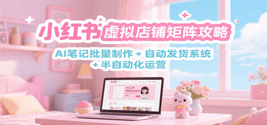 小红书虚拟店铺矩阵攻略：AI笔记批量制作 + 自动发货系统 + 半自动化运营-极速网创