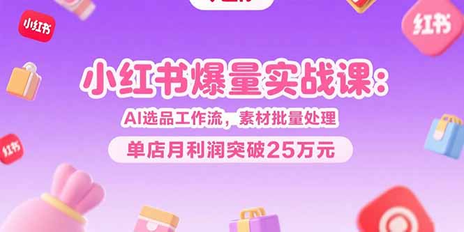 （15462期）小红书爆量实战课：AI选品工作流，素材批量处理，单店月利润突破25万元-极速网创