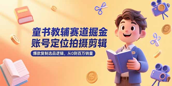（15326期）童书教辅赛道掘金，账号定位拍摄剪辑，爆款复制选品逻辑，从0到百万销量-极速网创