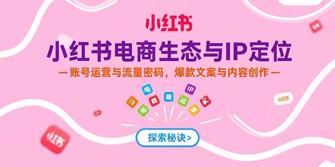 （15350期）小红书电商生态与IP定位，账号运营与流量密码，爆款文案与内容创作-极速网创