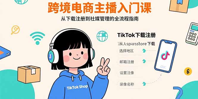 （15708期）跨境电商主播入门课，TikTok下载注册，支付工具配置，社媒账号管理全流程-极速网创