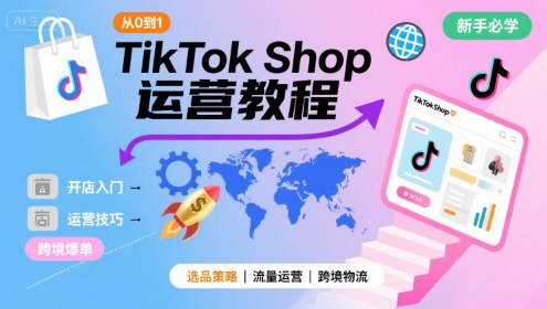 TikTok Shop从0到1运营教程，TikTok跨境电商新手必学课程-极速网创