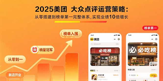 （15602期）2025美团 大众点评运营策略:从零搭建到榜单第一完整体系,实现业绩10倍增长-极速网创