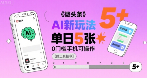 微头条AI新玩法，小白单日5张+，0门槛手机可操作【附工具指令】-极速网创