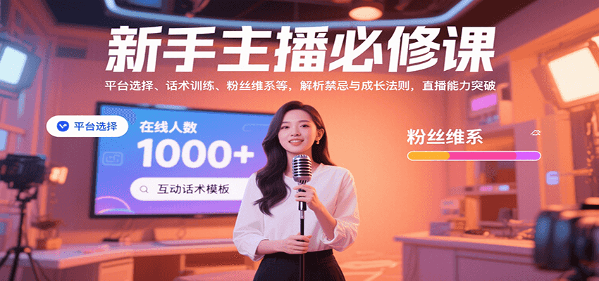 新手主播必修课：平台选择、话术训练、粉丝维系等，解析禁忌与成长法则，突破直播能力-极速网创
