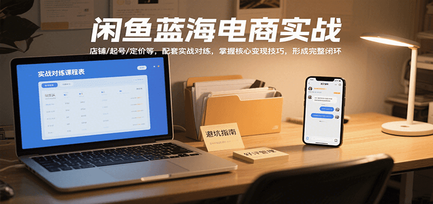 闲鱼蓝海电商实战，涵盖店铺、起号、定价等，配套实战对练，掌握核心变现技巧-极速网创