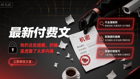 最新付费文：我的这些提醒，的确是透露了太多内幕-极速网创