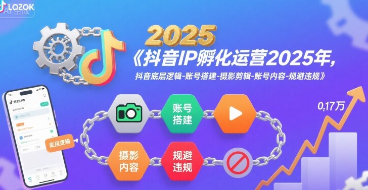 抖音IP孵化运营2025年，抖音底层逻辑-账号搭建-摄影剪辑-账号内容-规避违规-极速网创