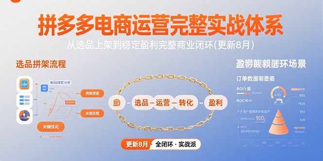 （15579期）拼多多电商运营完整实战体系，从选品上架到稳定盈利完整商业闭环(更新8月)-极速网创