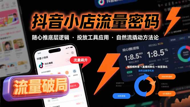 （15680期）抖音小店流量密码，随心推底层逻辑，投放工具应用，自然流撬动核心方法论-极速网创