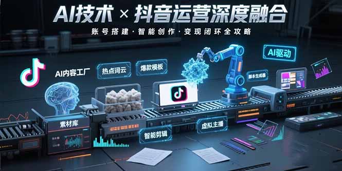 （15630期）AI技术与抖音运营的深度融合应用：涵盖账号搭建、内容创作、收益变现等-极速网创