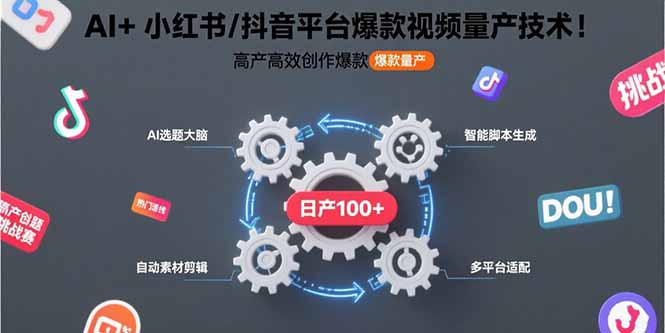（15624期）AI+小红书/抖音平台爆款视频量产技术：高产高效创作爆款视频！-极速网创