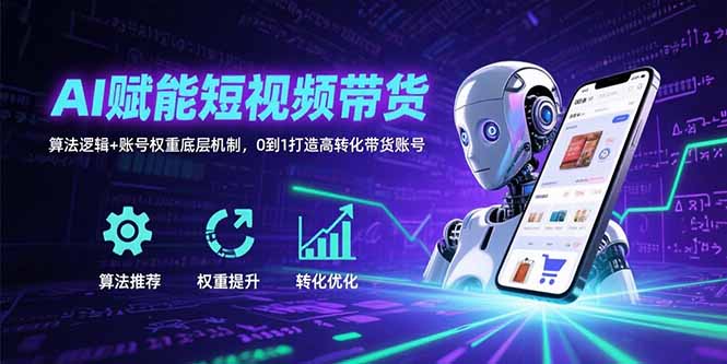 （15563期）AI赋能短视频带货：算法逻辑+账号权重底层机制，0到1打造高转化带货账号-极速网创