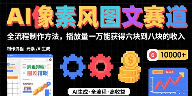 （15572期）AI像素风图文赛道：全流程制作方法，播放量一万能获得6块到8块的收入-极速网创