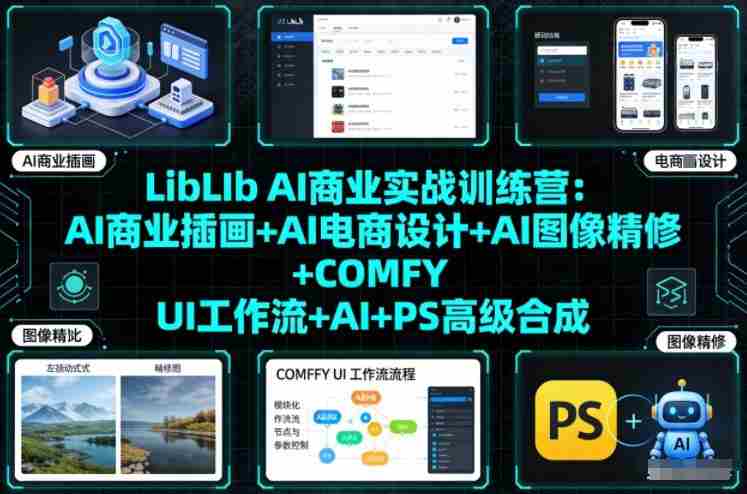 LibLIb AI商业实战训练营：AI商业插画+AI电商设计+AI图像精修+COMFY UI工作流+AI+PS高级合成-极速网创