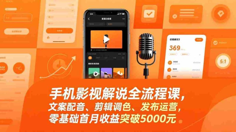（17391期）手机影视解说全流程课，文案配音、剪辑调色、发布运营，零基础首月收益突破5000元-极速网创