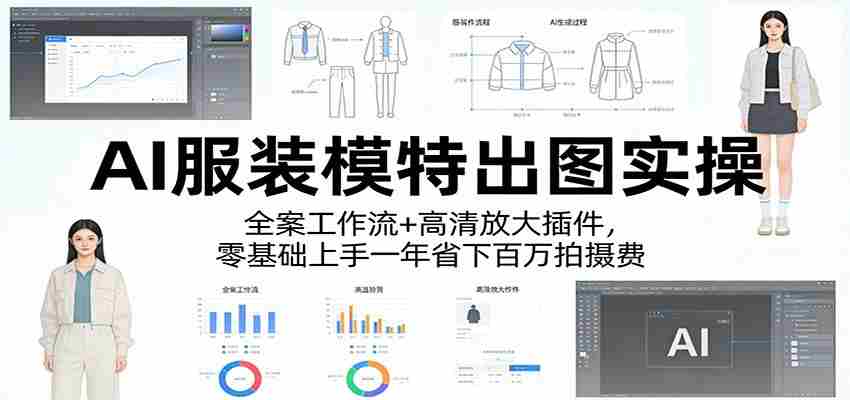 AI服装模特出图实操：全案工作流+ 高清放大插件，零基础上手一年省下百万拍摄费-极速网创