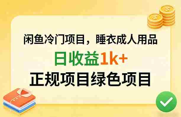 闲鱼冷门项目，情趣内衣成人用品，日收益1k+，正规项目绿色项目-极速网创