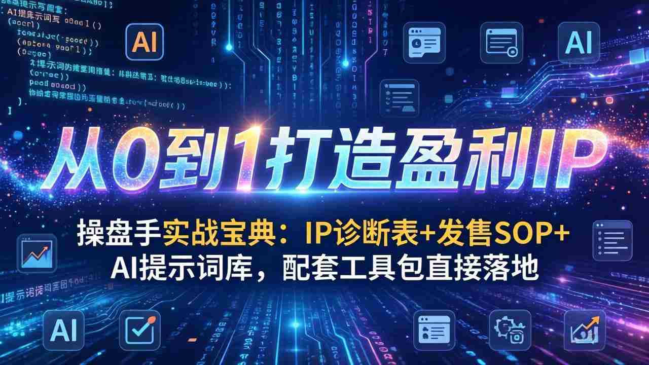 （17593期）操盘手实战宝典：IP诊断表+发售SOP+AI提示词库，配套工具包直接落地，从0到1打造盈利IP-极速网创