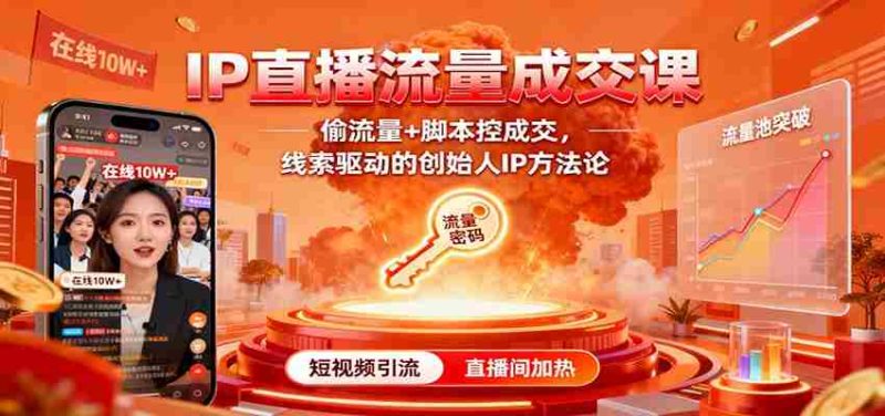 IP直播流量成交课:偷流量+脚本控成交,线索驱动的创始人IP方法论-极速网创