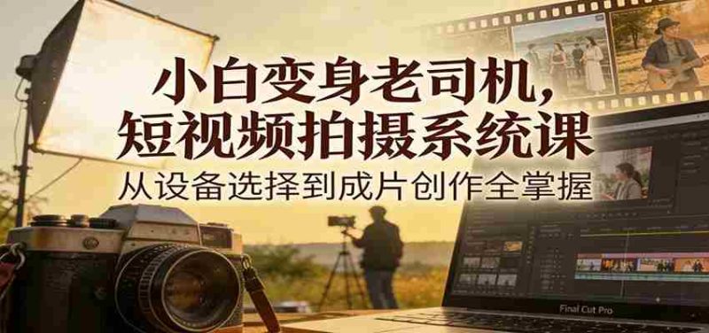 小白变身老司机，短视频拍摄系统课，从设备选择到成片创作全掌握-极速网创
