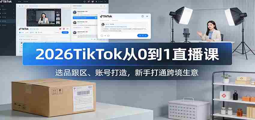 2026TikTok从0到1直播课：选品跟区、账号打造，新手打通跨境生意-极速网创