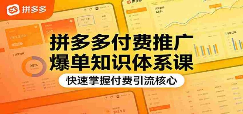 拼多多付费推广爆单知识体系课,快速掌握付费引流核心-极速网创