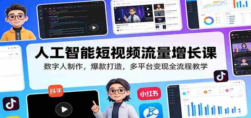 人工智能短视频流量增长课：数字人制作，爆款打造，多平台变现全流程教学-极速网创