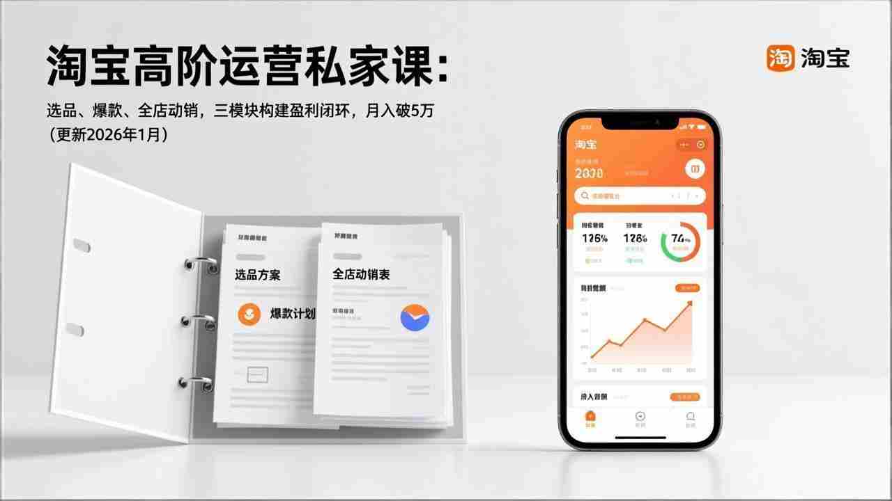 （17280期）淘宝高阶运营私家课：选品、爆款、全店动销，三模块构建盈利闭环，月入破5万（更新26年1月）-极速网创