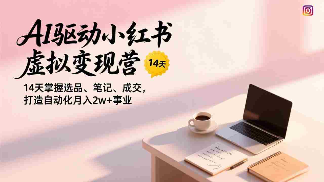 （17204期）AI驱动小红书虚拟变现营，14天掌握选品、笔记、成交，打造自动化月入2w+事业-极速网创