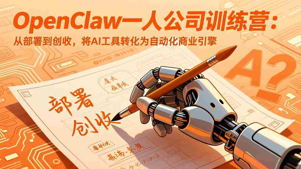 （17540期）OpenClaw一人公司训练营：从部署到创收，将AI工具转化为自动化商业引擎-极速网创