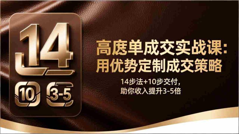 （17572期）高客单成交实战课：用优势定制成交策略，14步法+10步交付，助你收入提升3-5倍-极速网创