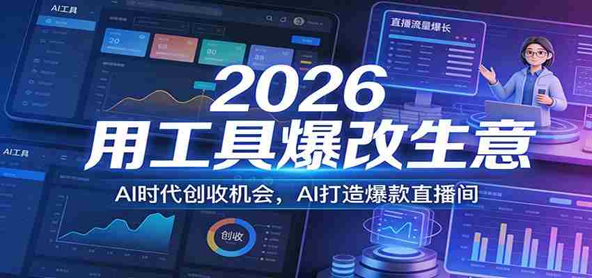 2026用工具爆改生意，AI时代创收机会，AI打造爆款直播间-极速网创