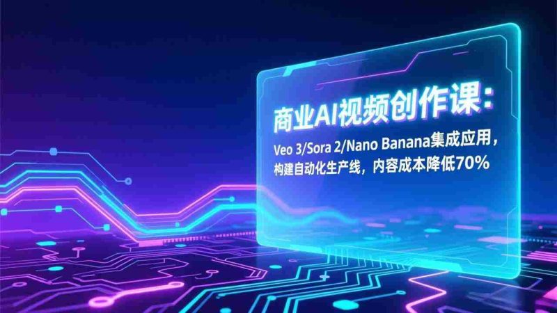 （17070期）商业AI视频创作课：Veo 3/Sora 2/Nano Banana集成应用，构建自动化生产线，内容成本降低70%-极速网创
