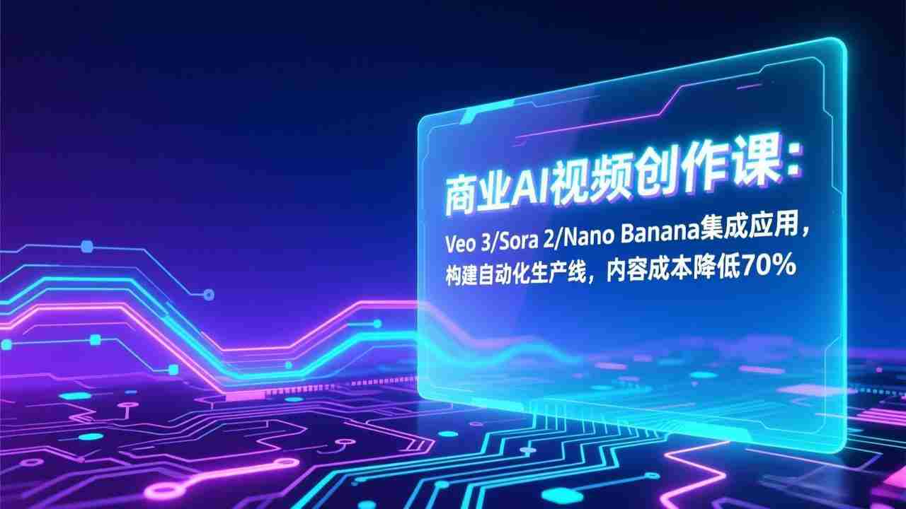 （17070期）商业AI视频创作课：Veo 3/Sora 2/Nano Banana集成应用，构建自动化生产线，内容成本降低70%-极速网创
