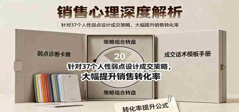 销售心理深度解析：针对37个人性弱点设计成交策略，大幅提升销售转化率！-极速网创