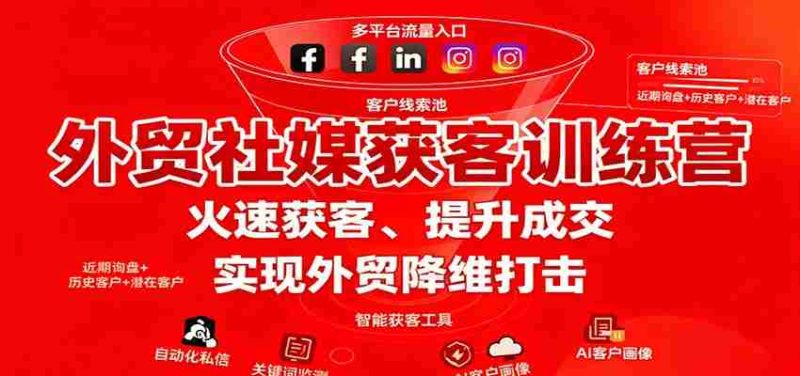 外贸社媒获客训练营，火速获客、提升成交，实现外贸降维打击-极速网创