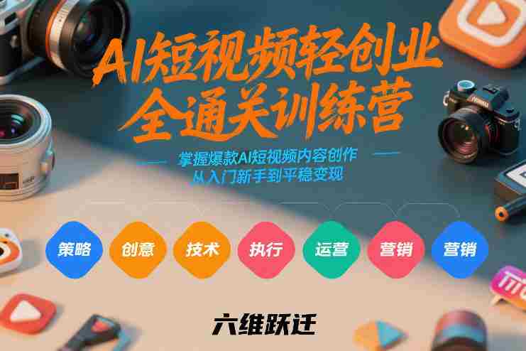 AI短视频轻创业全通关训练营，掌握爆款AI短视频内容创作，从入门新手到平稳变现的六维跃迁-极速网创