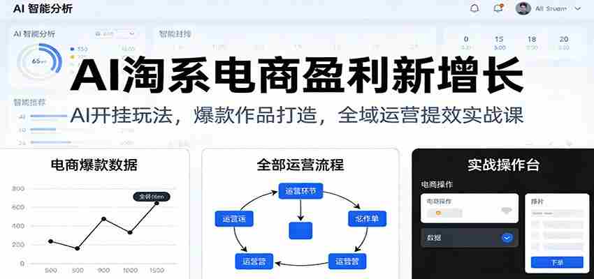 AI淘系电商盈利新增长，AI开挂玩法，爆款作品打造，全域运营提效实战课-极速网创